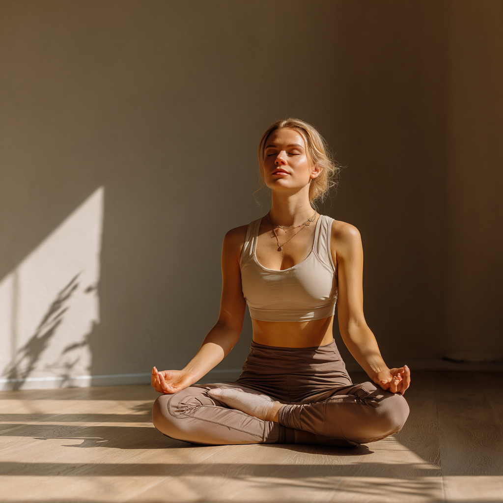 Peaceful yoga meditation with lotus position